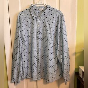 Women's Crown & Ivy Light Blue Shirt with Black Polka Dots
